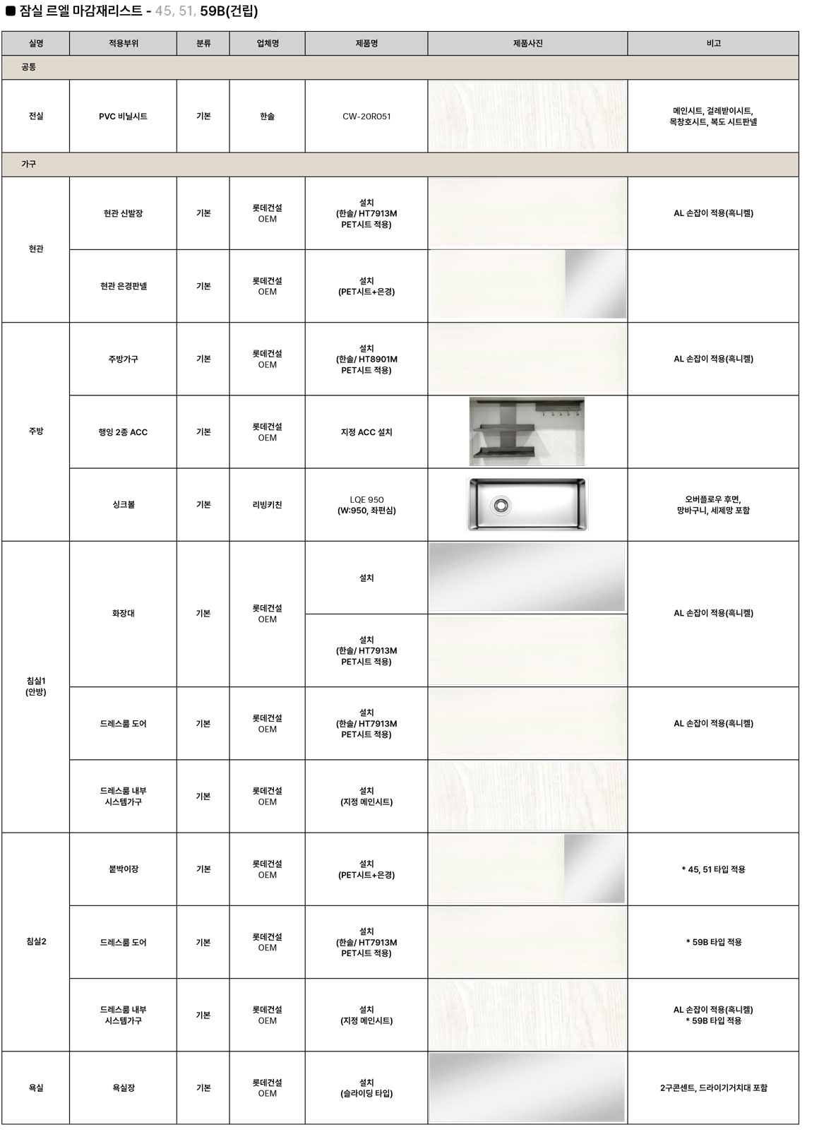 마감재 리스트 1